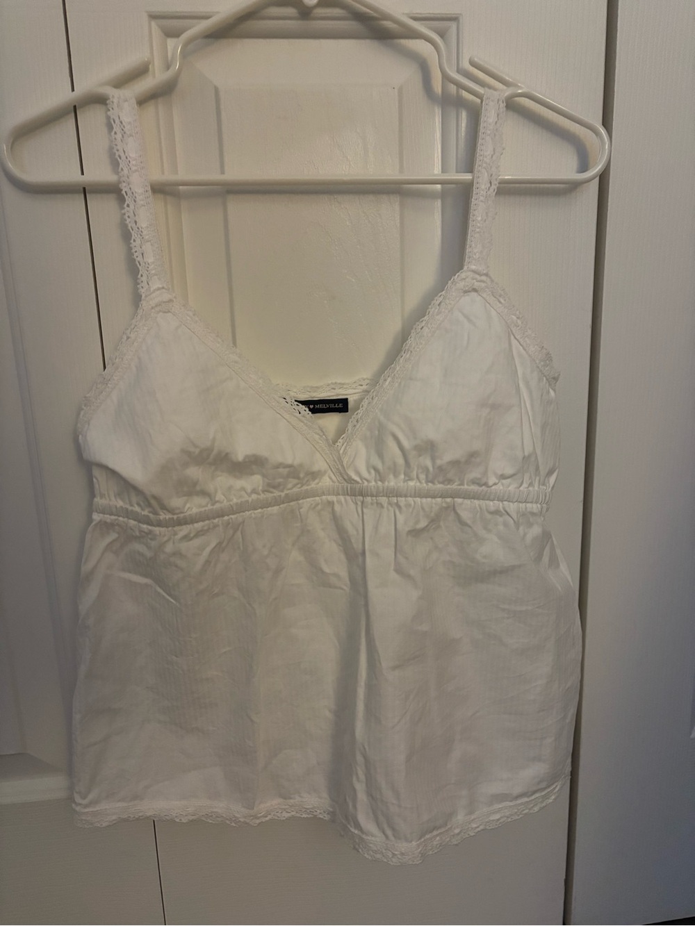 Brandy Melville White Lace-Trim Tank